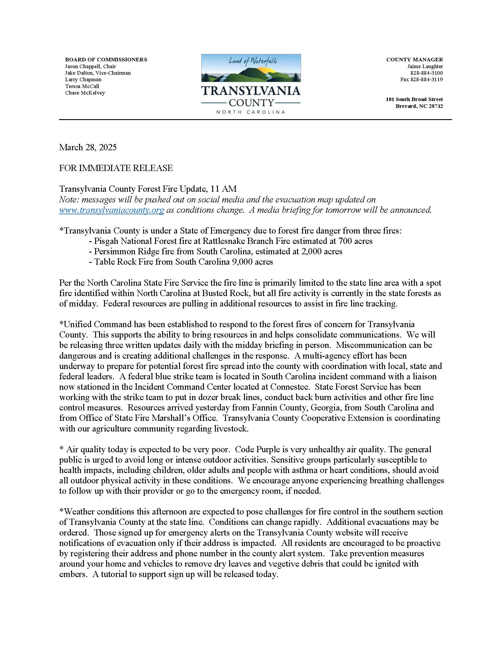 Transylvania County Briefing 3/28/25 11 AM Transylvania County